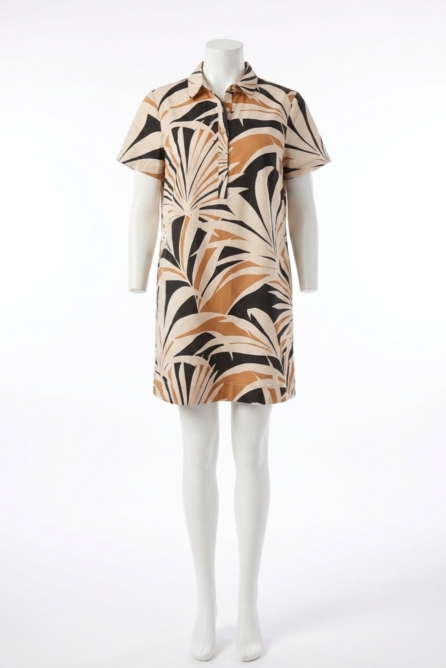 NEW TRIBAL short sleeve 1/2 button placket dress in canvas